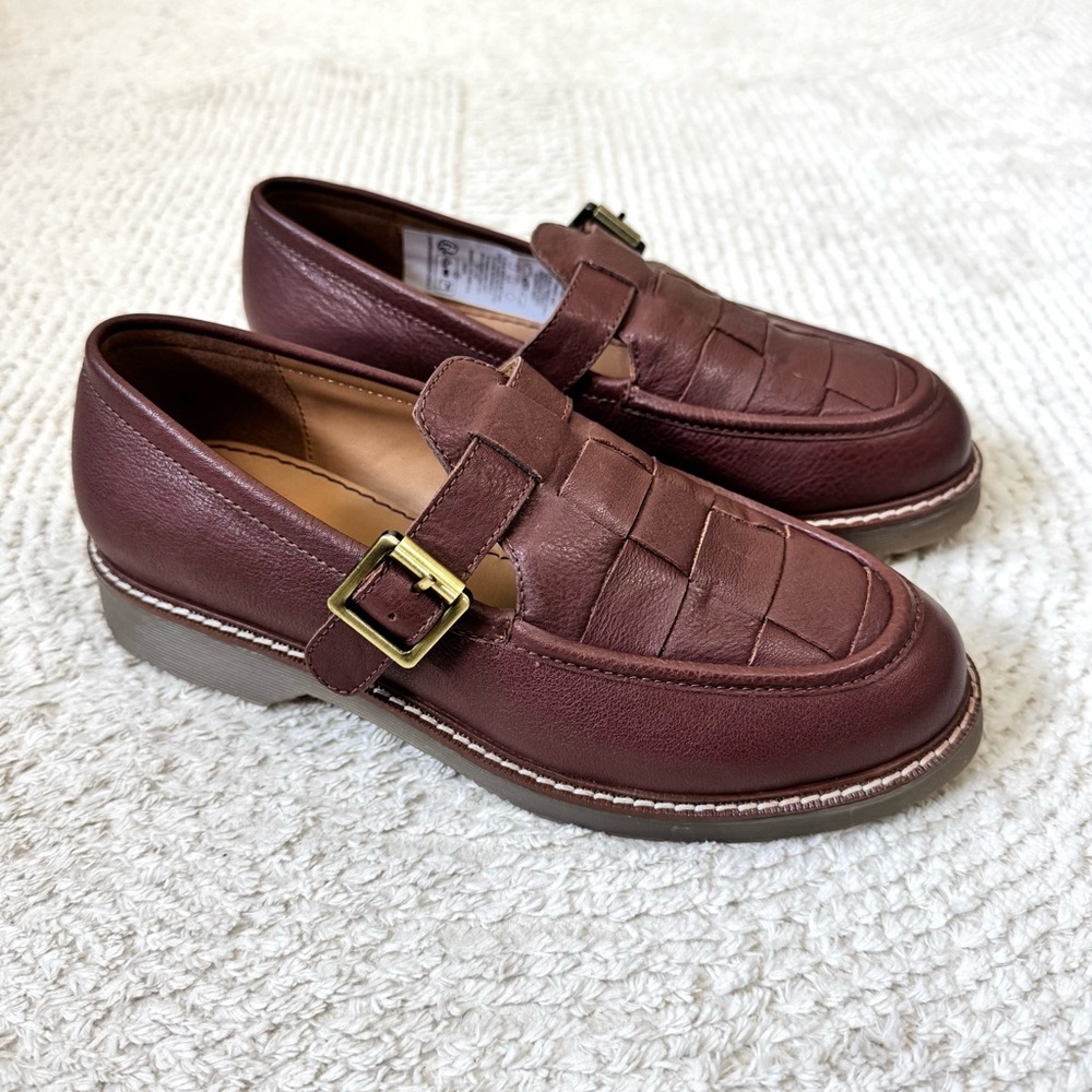 Seasalt Cornwall Tresmeer Woven Brown Leather Fisherman Shoes Size 38 - Picture 2 of 9